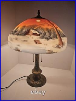 Art Nouveau Lamp Base, c1900s for Slag Glass/Reverse Painted Shade Antique