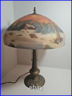 Art Nouveau Lamp Base, c1900s for Slag Glass/Reverse Painted Shade Antique