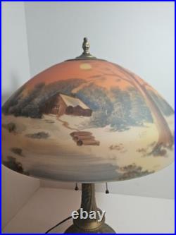 Art Nouveau Lamp Base, c1900s for Slag Glass/Reverse Painted Shade Antique