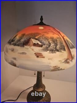 Art Nouveau Lamp Base, c1900s for Slag Glass/Reverse Painted Shade Antique