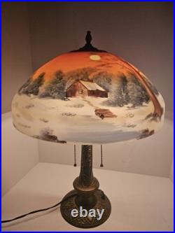 Art Nouveau Lamp Base, c1900s for Slag Glass/Reverse Painted Shade Antique