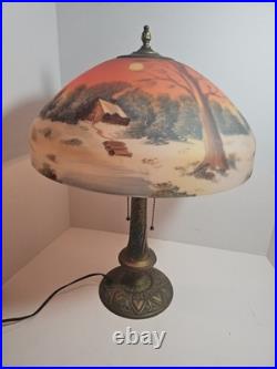 Art Nouveau Lamp Base, c1900s for Slag Glass/Reverse Painted Shade Antique