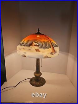 Art Nouveau Lamp Base, c1900s for Slag Glass/Reverse Painted Shade Antique