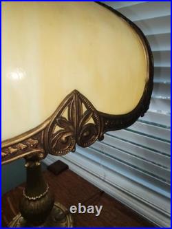 Art Nouveau Salem Brothers Slag Glass Table Lamp Circa 1900-1910