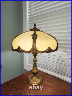 Art Nouveau Salem Brothers Slag Glass Table Lamp Circa 1900-1910