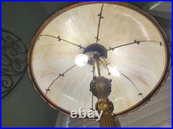 Art Nouveau Salem Brothers Slag Glass Table Lamp Circa 1900-1910