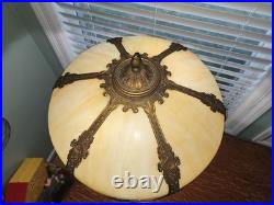Art Nouveau Salem Brothers Slag Glass Table Lamp Circa 1900-1910