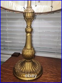 Art Nouveau Salem Brothers Slag Glass Table Lamp Circa 1900-1910