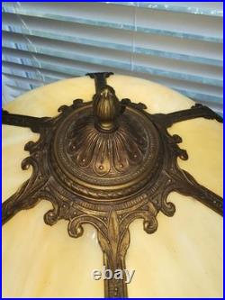 Art Nouveau Salem Brothers Slag Glass Table Lamp Circa 1900-1910