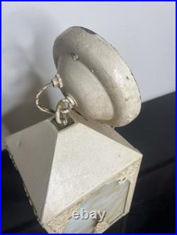 Art Nouveau Slag Glass 4 Panel Lamp with Floral Design Art Nouveau Slag Glass 4 Panel Lamp with Floral Design