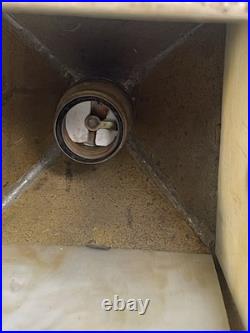 Art Nouveau Slag Glass 4 Panel Lamp with Floral Design