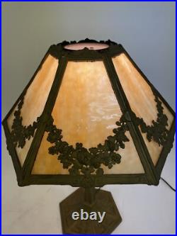 Art Nouveau Slag Glass Table Lamp 20 X 14 X 16