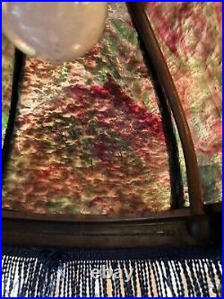 Arts Craft CHANDELIER STAINED GLASS-John Morgan Slag Glass Chandelier Missions