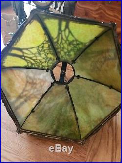 Arts Craft Mission Stained Slag Glass Lamp Bradley Hubbard /royal Art Glass Co