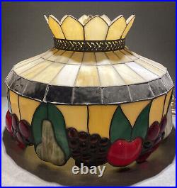 Arts & Craft Slag Stained Glass Hanging Lamp w Chain Tiffany Style 16 Diameter