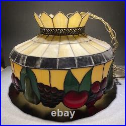 Arts & Craft Slag Stained Glass Hanging Lamp w Chain Tiffany Style 16 Diameter