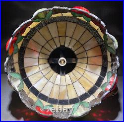 Arts & Craft Slag Stained Glass Hanging Lamp w Chain Tiffany Style 16 Diameter