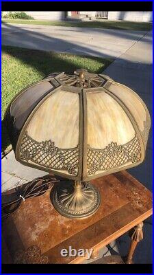 Arts Crafts Antique Bradley & Hubbard Slag Glass Lamp Handel Tiffany Studios Era