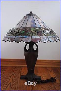 Arts & Crafts, Art Nouveau Era Signed Handel Leaded Stained Slag Glass Lamp