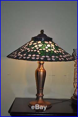 Arts &Crafts, Art Nouveau Handel, B&H, Miller Era Leaded Stained Slag Glass Lamp