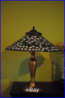 Arts &Crafts, Art Nouveau Handel, B&H, Miller Era Leaded Stained Slag Glass Lamp