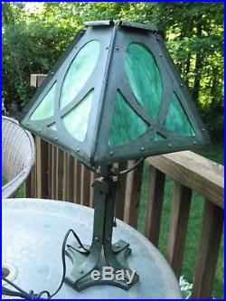 Arts & Crafts, Art Nouveau Handel Bradley Hubbard Slag Glass Table Lamp