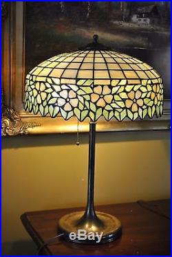 Arts&Crafts, Art Nouveau Uniqie Co. Handel, B&H Era Leaded Stained Slag Glass Lamp