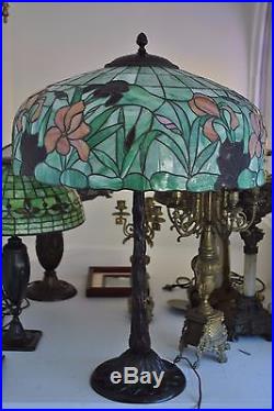 Arts&Crafts, Art Nouveau Williamson, Whaley, Handel Leaded Stained Slag Glass Lamp