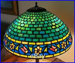 Arts & Crafts Bigelow & Kennard Leaded Slag Stained Glass Table Lamp -Handel Era