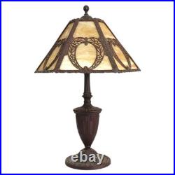 Arts & Crafts Bradley & Hubbard Style 6-Panel Slag Glass Lamp Unsigned C1920 Arts & Crafts Bradley & Hubbard Style 6-Panel Slag Glass Lamp Unsigned C1920
