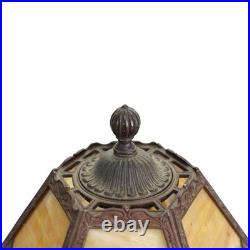 Arts & Crafts Bradley & Hubbard Style 6-Panel Slag Glass Lamp Unsigned C1920 Arts & Crafts Bradley & Hubbard Style 6-Panel Slag Glass Lamp Unsigned C1920
