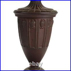 Arts & Crafts Bradley & Hubbard Style 6-Panel Slag Glass Lamp Unsigned C1920