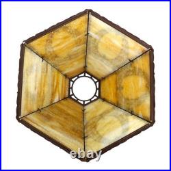 Arts & Crafts Bradley & Hubbard Style 6-Panel Slag Glass Lamp Unsigned C1920