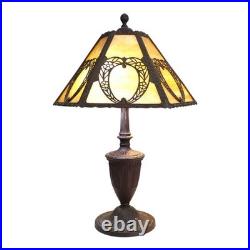 Arts & Crafts Bradley & Hubbard Style 6-Panel Slag Glass Lamp Unsigned C1920 Arts & Crafts Bradley & Hubbard Style 6-Panel Slag Glass Lamp Unsigned C1920
