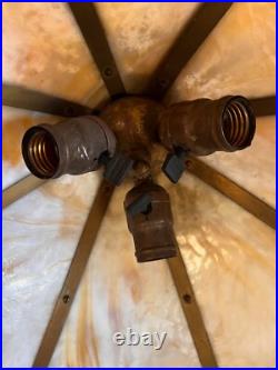 Arts & Crafts Chandelier Slag Glass-3 Cluster Light Lamp Bungalow Fixture BH