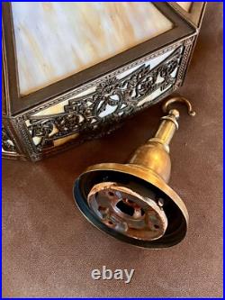 Arts & Crafts Chandelier Slag Glass-3 Cluster Light Lamp Bungalow Fixture BH