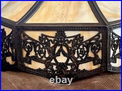 Arts & Crafts Chandelier Slag Glass-3 Cluster Light Lamp Bungalow Fixture BH