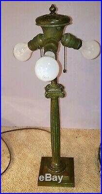 Arts & Crafts Duffner & Kimberly Leaded Slag Stained Glass Lamp Handel Era