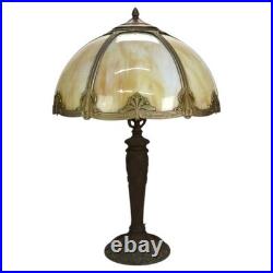 Arts & Crafts Era Bradley & Hubbard Style 6-Panel Slag Glass Lamp c1920 Arts & Crafts Era Bradley & Hubbard Style 6-Panel Slag Glass Lamp c1920