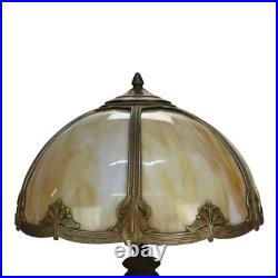 Arts & Crafts Era Bradley & Hubbard Style 6-Panel Slag Glass Lamp c1920