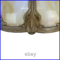 Arts & Crafts Era Bradley & Hubbard Style 6-Panel Slag Glass Lamp c1920