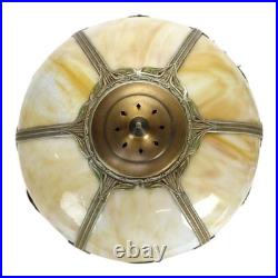 Arts & Crafts Era Bradley & Hubbard Style 6-Panel Slag Glass Lamp c1920