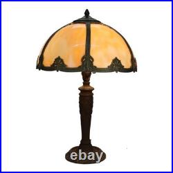 Arts & Crafts Era Bradley & Hubbard Style 6-Panel Slag Glass Lamp c1920 Arts & Crafts Era Bradley & Hubbard Style 6-Panel Slag Glass Lamp c1920