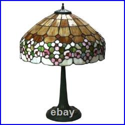 Arts & Crafts Era Leaded Slag Glass Table Lamp with Floral Shade C1920
