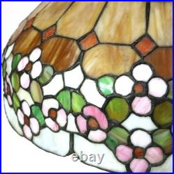 Arts & Crafts Era Leaded Slag Glass Table Lamp with Floral Shade C1920