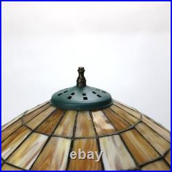 Arts & Crafts Era Leaded Slag Glass Table Lamp with Floral Shade C1920