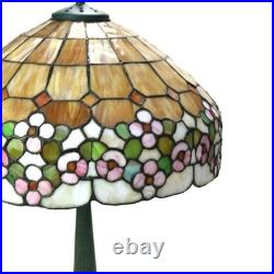 Arts & Crafts Era Leaded Slag Glass Table Lamp with Floral Shade C1920