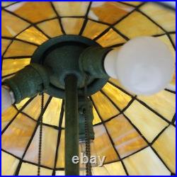 Arts & Crafts Era Leaded Slag Glass Table Lamp with Floral Shade C1920