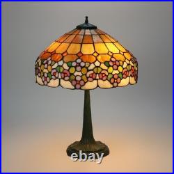 Arts & Crafts Era Leaded Slag Glass Table Lamp with Floral Shade C1920