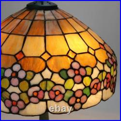 Arts & Crafts Era Leaded Slag Glass Table Lamp with Floral Shade C1920